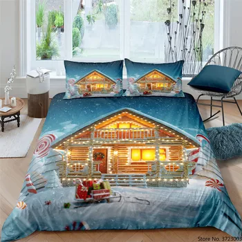 3D Vytlačené Veselé Vianoce posteľná bielizeň Nastaviť Kráľovná/Twin/King Size Vianočné Santa Pre Domáce Dekorácie, posteľná bielizeň Nastaviť Perinu Sady