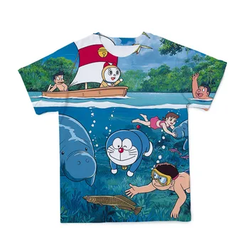 2021 3D Deti T-Shirt Lete Doraemon Roztomilý A Zaujímavé Anime-Krátke Rukávy O-Krku Slim 4t-taktné-14T Detské Oblečenie T-Shirt