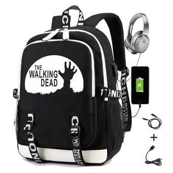 Walking Dead Batoh pre Mužov je Bežné Daypack Ženy Laptop Backpack s Usb Nabíjanie Študent Školské tašky