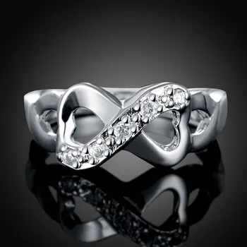 Zbrusu Nový 925 Striebro Prstene Romantický 8 Tvar Srdca Prst Prsteň Pre Ženy Módne Šperky Svadobný Dar