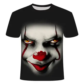 2020 nové pánske T-shirt horor film klaun 3D vytlačené T-shirt pánske wild tvár príležitostné O tvaru mužského T-shirt klaun tričko krátky rukáv