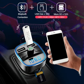 T25 Auto FM Vysielač Auto Nabíjačky, Bluetooth, MP3 Prehrávač, Inteligentný, Hlasová Navigácia 12-24 V, Na Sklade