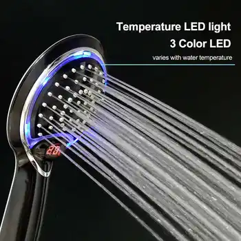 Black Digitálny LCD Displej Nastaviteľný 3 Farebné LED Sprcha Vedúci Svetlo Snímač Teploty Kúpeľa Zadažďovač, Kúpeľňa