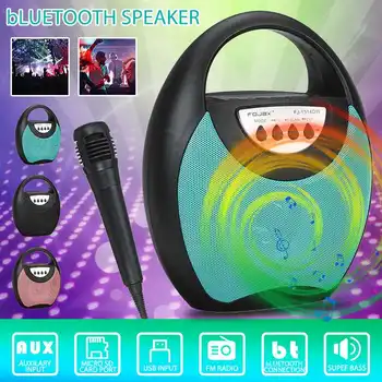 Bluetooth 5.0 Reproduktor s Mikrofónom Farebné LED Svetlo Prenosné USB Nabíjateľné Audio Party, Karaoke Podpora TF Kariet USB FM