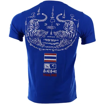 VSZAP Muay Thai MMA Vyhovuje Tee Tričko T-shirt Mužov Športy, Aerobik Beží Boxing Oblečenie Boxerskej Telocvični T Tričko Modré Mma
