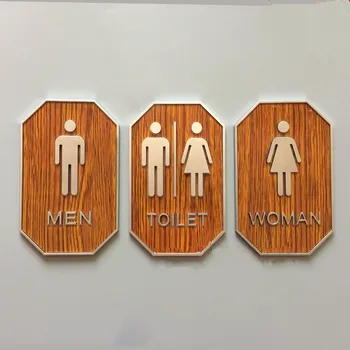 Póry dreva Dvere, Wc Znamení Retro WC Samolepky na Stenu Značenie Čísla Adresu Muži Ženy Akryl Doorplate Reliéf Doska Doska Značky