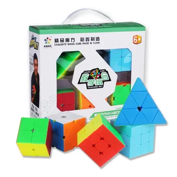 5 V 1-5 ks Darčeková Sada 2x2x2 3x3x3 Pyramídy Štvorsten Zrkadlo Skosenie Rýchlosť Magic Cube Twist Mozgu Teaser Puzzle IQ Hry Stickerless