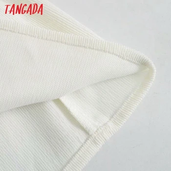 Tangada Jarné Módne Ženy Biela Menčester Tričko Vintage Šaty s Dlhým Rukávom Bežné Dámske Mini Šaty 4M116