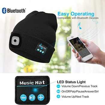Bluetooth LED Pletené Čiapočku Klobúk Módne Camping Beží Rybársky Klobúk Vstavané Stereo Ruku-zadarmo Hudba Mp3 Magic Teplé Smart Čiapky
