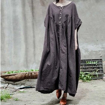 NINI DIVOV Nadrozmerná Šaty Žien Bielizeň Bavlna Voľné Šaty, Šaty 2021 Lete Pohodlné Vintage Retro Šaty Veľkosť