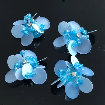 Príručka nechtov korálky sequined 3D kvet patch handričkou vložiť topánky DIY dekorácie škvrny nášivka.