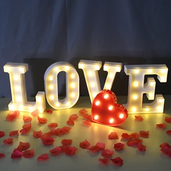 Svietiace LED List Nočné Svetlo 26 anglickej Abecedy 0-9 Počet Batérie, Lampy, Romantické Svadobné Party Valentines Day Tvorivé Dekor