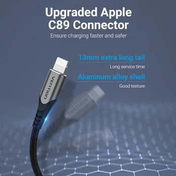 Vencie Pfi USB Kábel na iPhone 12 Mini 2.4 Rýchle Nabíjanie USB Nabíjačka, Dátový Kábel pre iPhone 12 Pro Max 11 XR 8 USB Nabíjanie Kábel