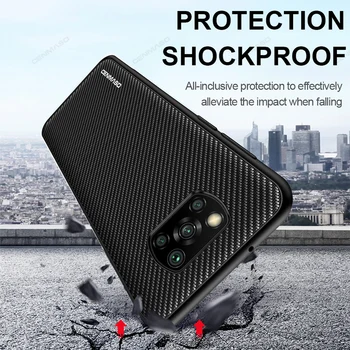 Pre Xiao Mi 11 10 TON Pro POCO X3 NFC Prípade Uhlíkových Vlákien Textúry Kože Shockproof Zadný Kryt Pre Redmi Poznámka 9S 9T 9 Pro Prípade