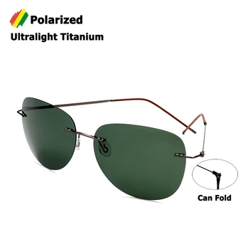 JackJad Mužov Titanium Ultralight Polarizované Skladací Záves Slnečné Okuliare Bez Obrúčok Letectva Štýl Dizajn Značky Slnečné Okuliare Oculos De Sol