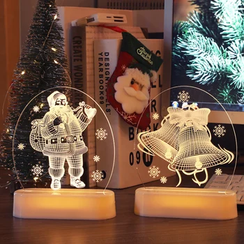 Vianočné Nočné Osvetlenie, Nočné lampy deco Akryl teplé svetlo Santa claus Snowflake Noel strom tlač dekorácie pre domov