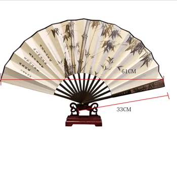 Čínsky ventilátor bambusu ventilátor kosti tlače 10 palcový veľký fanúšik skladacia Svadobné dekorácie Skladacie ventilátor pripravené pre hostí Suveníry