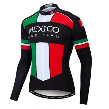 Taliansko Mexiko Cyklistický Dres S Dlhým Rukávom Mužov Pro Team Jeseň Bicykel Oblečenie Na Jar Cyklistické Oblečenie Cestná Cyklistika Bunda Top