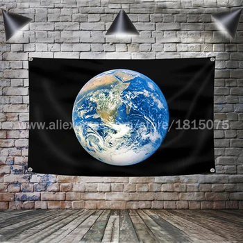 Modrá Planéta Zem Vlajka Polyester 96*144cm Zavesiť Domáce Dekorácie na Stenu Plagát, Banner Metope Ozdobu 4 osadené priechodkami Vlastné Vlajky vnútorné