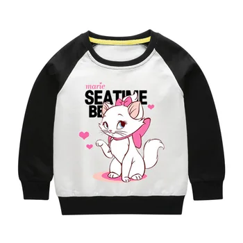 2-10Y Marie Aristocats Mačka detský sveter 2019 jeseň detské oblečenie kreslených mačka print tričko detské bežné bavlna dieťa