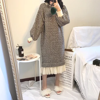 HAYBLST Značky Sveter Šaty Žien Jeseň Roku 2019 Zimné Plus Veľkosti 4XL Voľné Kawaii Šaty Vestidos kórejský Štýl Dlhý Rukáv Oblečenie