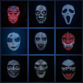 2121 RGB LED Displej Masku na Tvár Bluetooth DIY Úprava farebných Farba Party Dance Maska Nabíjateľná Festival Svieti Maska