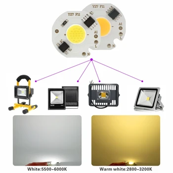 10pcs/veľa MINI LED COB Čip 220V 3W 5W 7W 9W Smart IC potrebný Žiadny Ovládač LED Žiarovka Lampa pre Flood Light Pozornosti Downlight Osvetlenie