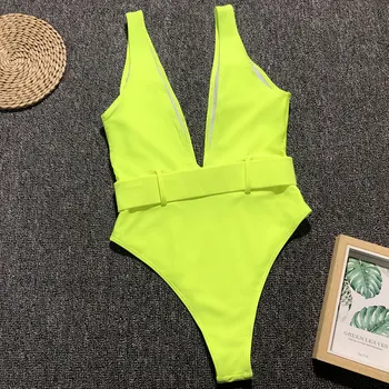 GACVGA 2019 Sexy Bikiny S Pásom Vysoký Pás Plávať Oblek jednodielne Plavky Ženy Plavky Leto, Pláž, Kúpanie Oblek Biquini