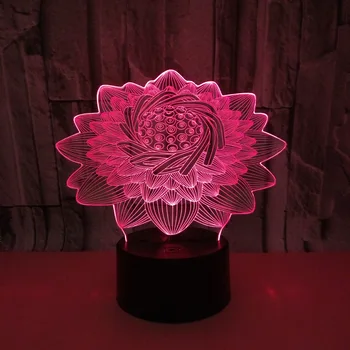 Nový Lotus 3d Led Lampa Tvorivé Ploche Usb Led Nočné Svetlo Farebné Lotus 3d Led Nočné Lampy Vianočné dekoratívne osvetlenie