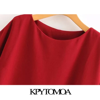 KPYTOMOA Ženy 2020 Módne Office Nosenie Pevnej Mini Šaty Vintage O Krk Batwing Rukáv Ženské Šaty Elegantné Vestidos Mujer