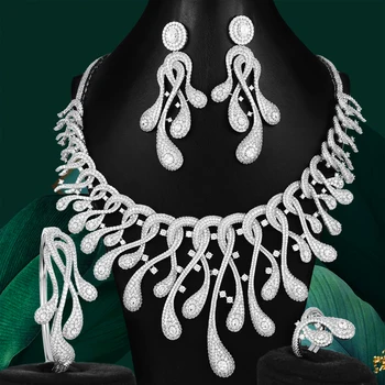 GODKI Veľký Módne Luxusné 4PCS Chvost Páva Nigérijský Šperky Set Pre Ženy, Svadobné Zirkón Indickej Afriky Svadobné Šperky Set 2020