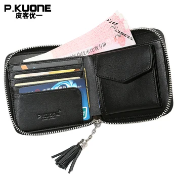 P. kuone módnej značky ženy peňaženky malé zips držiteľa karty kabelku žena peňaženka s strapec