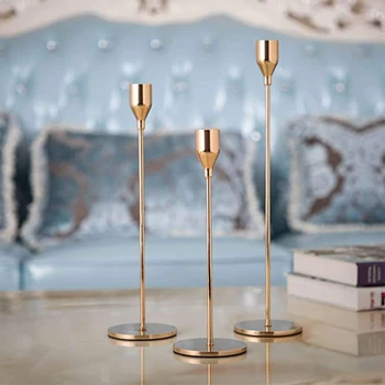Copa de vino jednoduché candelabro dorado sala de estar decoración de la boda luz de las velas decoración de la cena decoración del
