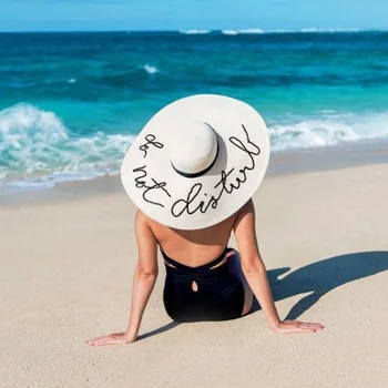 MIARA.L sequined monogram výšivky veľké okraj slnko klobúk slamený klobúk lady letná verzia slnko klobúk beach sun protection skladacia