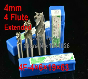 Doprava zadarmo 5 ks 4.0 mm 4 Flauta HSS a Predĺžený Hliníkové Konci Mlyn Frézy CNC Bit Frézovanie Strojových nástroje Rezné nástroje.