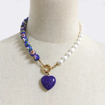 Hand-made nádherné modré srdce prívesok náhrdelník nádherné cloisonne české korálky krásne šperky choker darček pre dámy