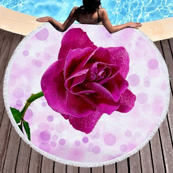 3D Red rose Pláž Uterák kvet osuška Mikrovlákna Textílie 150 cm Veľkosť
