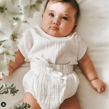 2020 Detské Letné Oblečenie Novorodenca Chlapec Dievča Oblečenie SolidCotton&Bielizeň Krátky Rukáv Topy+Šortky, Nohavice