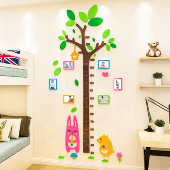 Cartoon strom detí 3D samolepiace výška samolepky na stenu Škôlky výška pravítko detskej izby stenu, dekorácie-nálepky