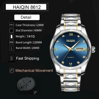 2020 Haiqin dizajn z nehrdzavejúcej ocele hodinky pánske mechanické hodinky pánske automatické hodinky mužov NH35 hodiny obchodných relogio masculino