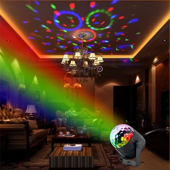 1Pcs 110/220V Farebné Čítanie Disco Ball LED Fáze Svetlá Laserový Projektor Svetlo pre vnútorné Strany Svadobné Dekorácie DJ Led Svetlá