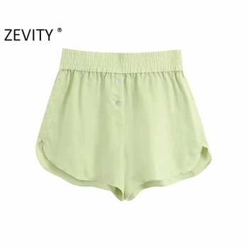 Zevity Nové ženy móda candy farby bežné Bermudy Šortky dámske letné elegantný elastický pás hot šortky pantalone cortos P887