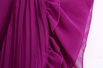Vintage ženy dlhé fialové šaty 2020 letné módne dámske elegantné skladaný šifón šaty žena roztomilý volánikmi šaty dievčatá chic