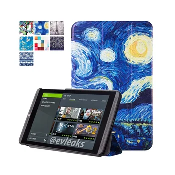 Maľovanie PU Kožené Kryt pre Nvidia Shield tablet K1 Prípade Funda pre Nvidia Shield Tablet 2 8.0 Stojan, Skladací Ochranný plášť