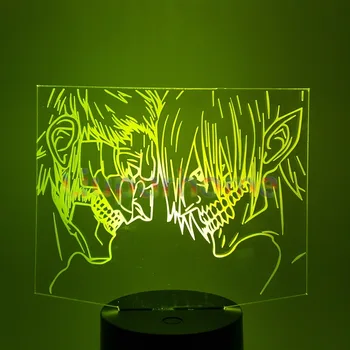 Útok na Titan Eren 3D Novinka LED Nočného Shingeki no Kyojin Domova stolná Lampa 3D Vizuálne 7 farebné Nočné Svetlo 3D47