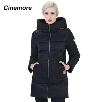 Cinemore 2020 NOVÉ dámske zimné bundy Módne Kontrast farieb v Pohode Kabát zimný ženy Patch teplé vrecko Lesklý šitie 2072