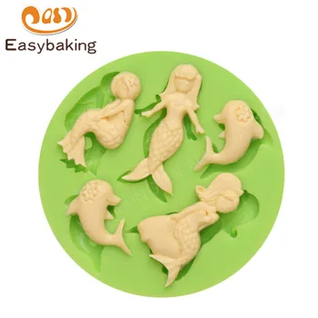 Mini Delfíny a Morské Kolo Silikónový Polymér Art Clay Formy Čokoládový Fondant Cake Zdobenie Nástroje, Kuchynské Formy na Pečenie