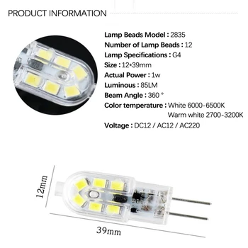 5 KS Mini LED Žiarovka G4 LED Lampa AC 220V AC/DC12V Pozornosti Luster High-Kvalitné Osvetlenie Nahradiť Halogénové Žiarovky SMD2835