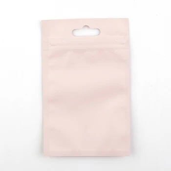 Varicous Veľkosti Reclosable Hliníkovej Fólie Mylar Ziplock Package Bag Predné Okno Matná Ružová Zip Lock Tašky s Zavesiť Diera