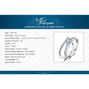 JPalace CZ Zásnubný Prsteň 925 Sterling Silver Krúžky pre Ženy Výročie Snubné Prstene, Svadobné Kapela Sady Striebro 925 Šperky